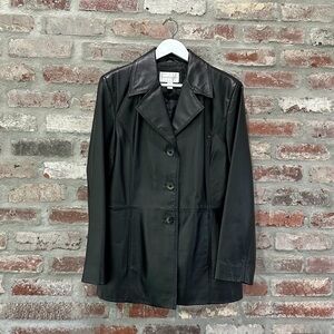 Worthington Vintage 90s Black Leather Blazer Jacket Size Large